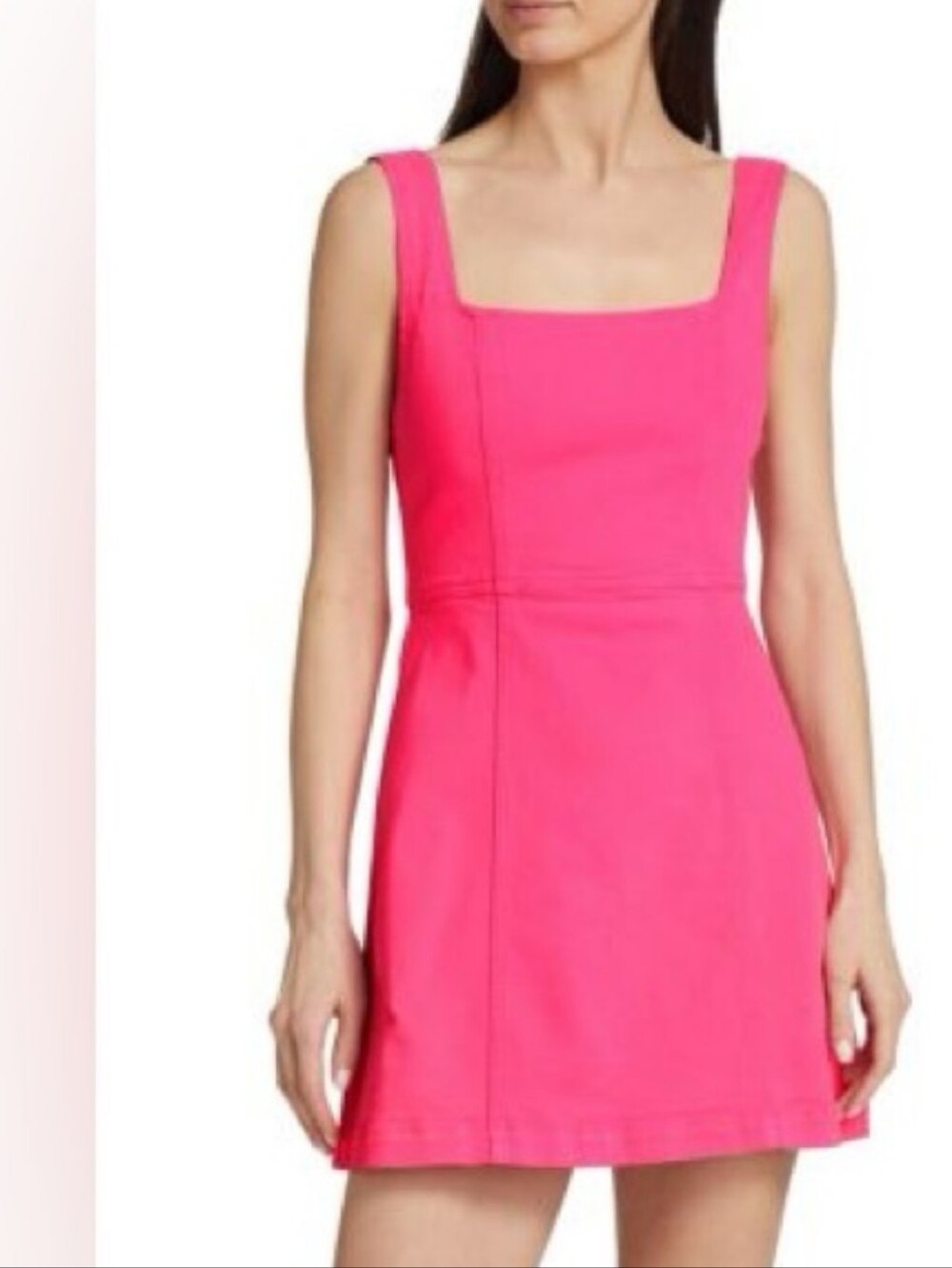 Alice + Olivia Vibrant Hot Pink Square-Neck Mini Dress